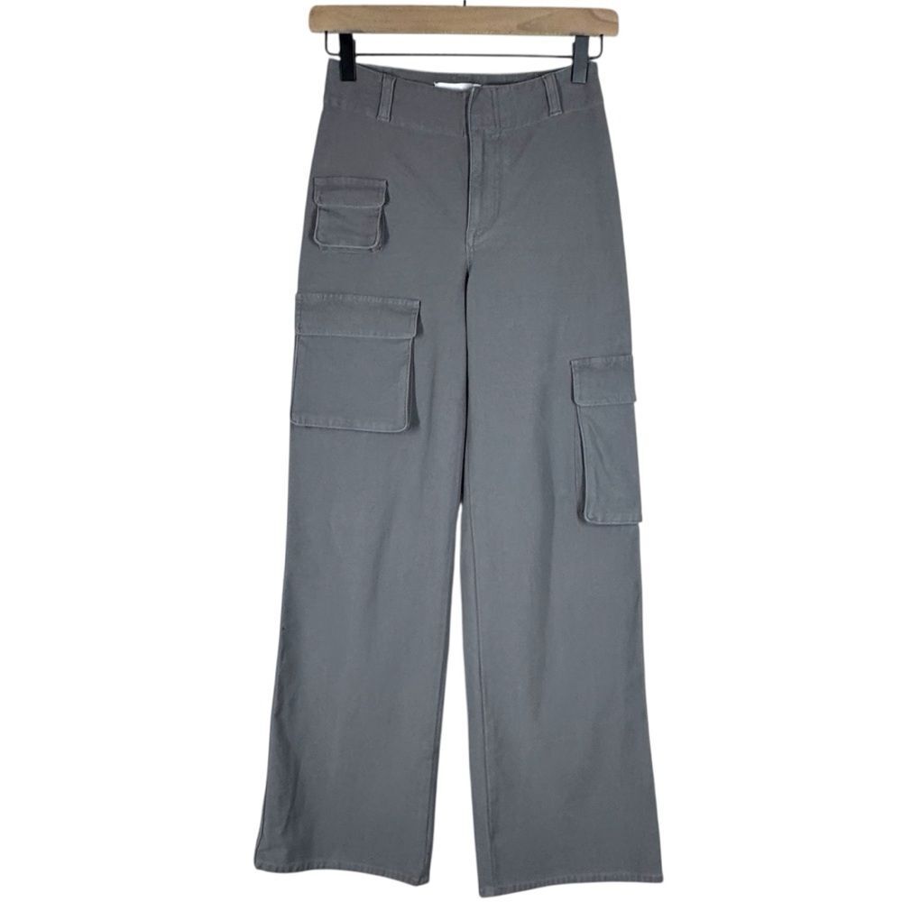 Aritzia Tna Picture Cargo Pants Gray High Rise Wide Leg Women’s Size 00